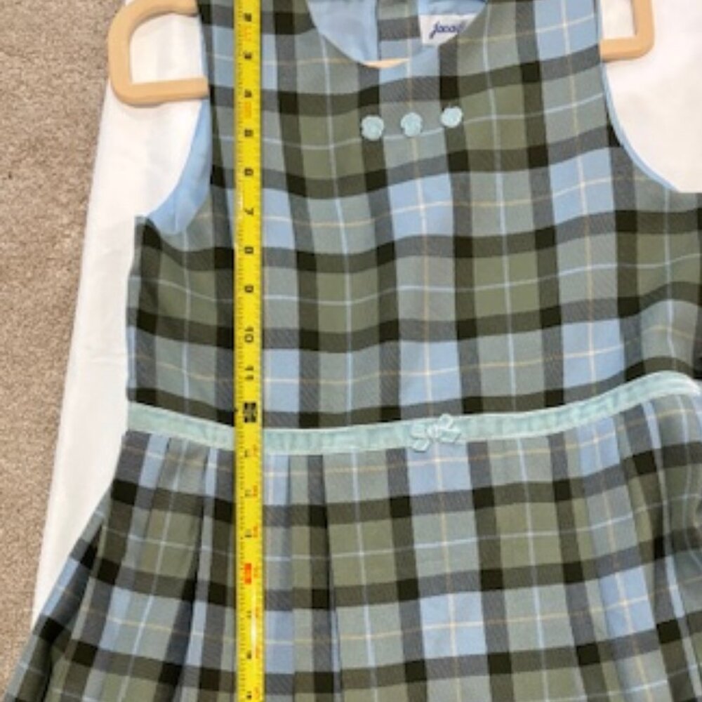 Jacadi Girls Green/Blue plaid Jumper Dress - Picture 3 of 9